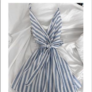 Blue & White striped dress w/ bow.